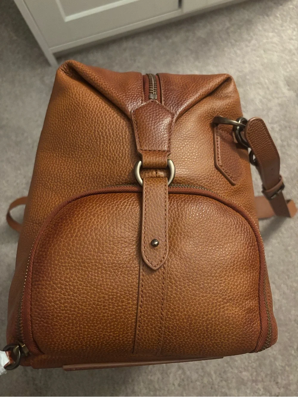 Men's Polo Ralph Lauren brown pebble Leather Weekender Bag